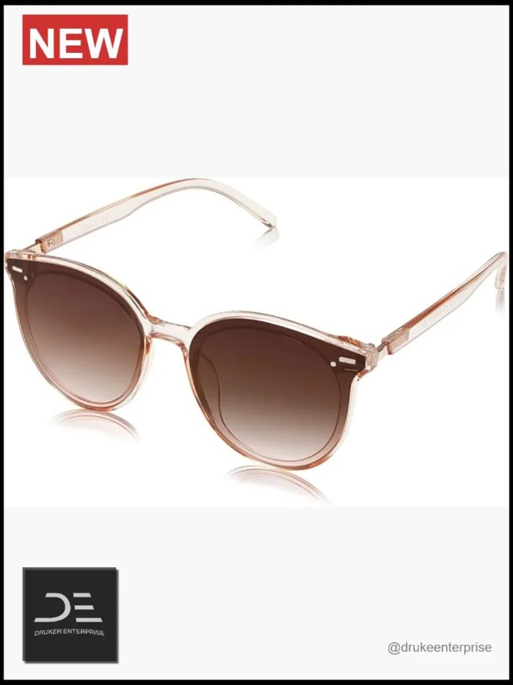 Round Retro Vintage Sunglasses with UV400 Protection, Large Frame, Plastic &
